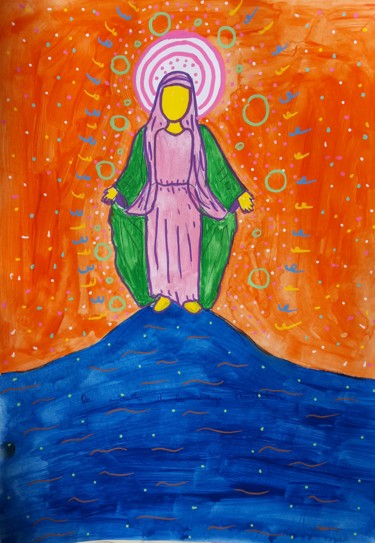 Peinture intitulée "La Vierge verte." par Aude Peris, Œuvre d'art originale, Acrylique