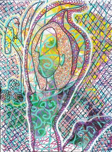 Peinture intitulée "Sirène apocryphe." par Aude Peris, Œuvre d'art originale, Acrylique