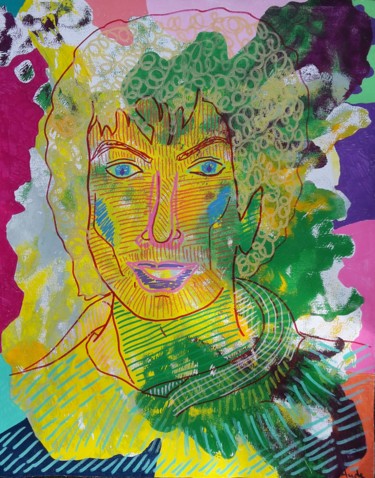 Malerei mit dem Titel "MJ: parce que le fo…" von Aude Peris, Original-Kunstwerk, Acryl