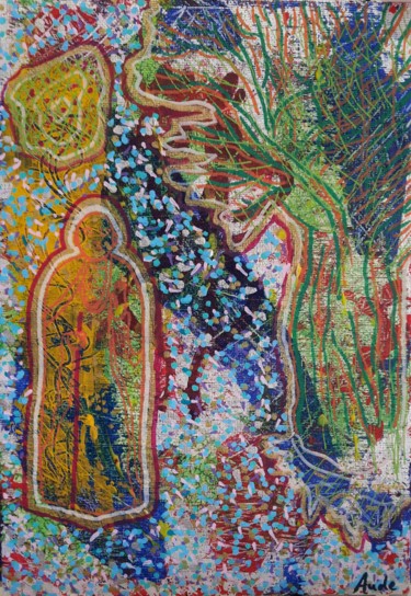 Pintura intitulada "Le Bouddha." por Aude Peris, Obras de arte originais, Acrílico Montado em Cartão