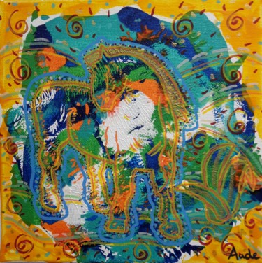 Картина под названием "Cheval de Feu." - Aude Peris, Подлинное произведение искусства, Акрил Установлен на Деревянная рама д…