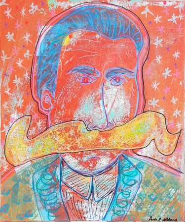 Painting titled "Nietzsche" by Aude Peris, Original Artwork, Acrylic Mounted on Wood Stretcher frame