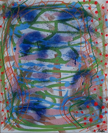 Картина под названием "profil multidimensi…" - Aude Peris, Подлинное произведение искусства, Акрил Установлен на Деревянная…