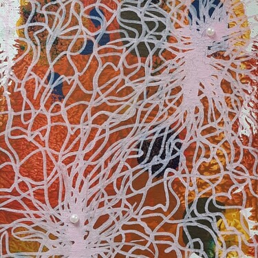 Painting titled "Synapses" by Aude Peris, Original Artwork, Acrylic Mounted on Cardboard