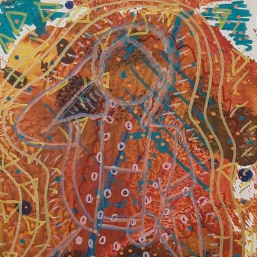 Malarstwo zatytułowany „Indienne dansant” autorstwa Aude Peris, Oryginalna praca, Akryl Zamontowany na Drewniana rama noszy