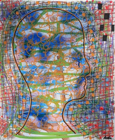 Pintura titulada "L'être tridimension…" por Aude Peris, Obra de arte original, Acrílico Montado en Bastidor de camilla de ma…