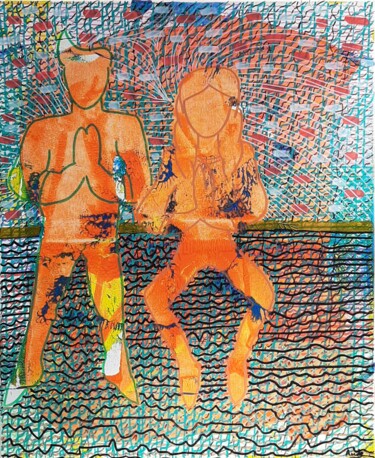 Картина под названием "A Deux." - Aude Peris, Подлинное произведение искусства, Акрил Установлен на Деревянная рама для носи…