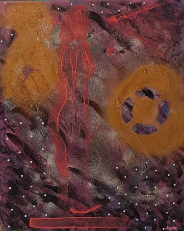 Pittura intitolato "La traversée célest…" da Aude Peris, Opera d'arte originale, Acrilico Montato su Telaio per barella in l…