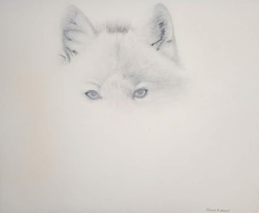 Painting titled "loup blanc" by Gwen Audebert, Original Artwork, Acrylic