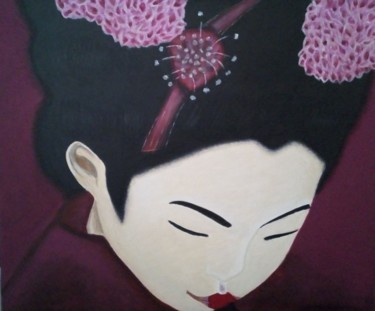 Painting titled "jeune geisha" by Gwen Audebert, Original Artwork, Acrylic