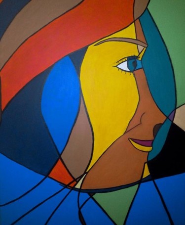 Peinture intitulée "vitrail féminin" par Gwen Audebert, Œuvre d'art originale, Acrylique Monté sur Châssis en bois