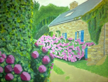 Peinture intitulée "maison bretonne" par Gwen Audebert, Œuvre d'art originale, Acrylique