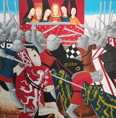 Malarstwo zatytułowany „tournois de chevali…” autorstwa Gwen Audebert, Oryginalna praca, Akryl