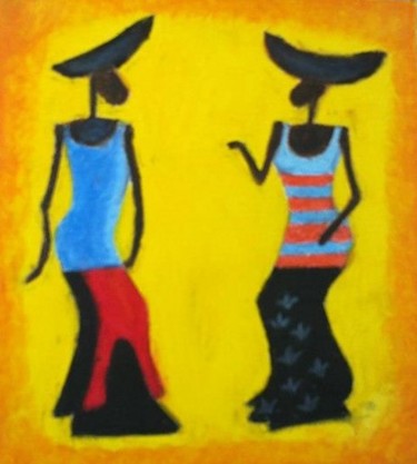 Painting titled "femmes africaines" by Gwen Audebert, Original Artwork, Pastel