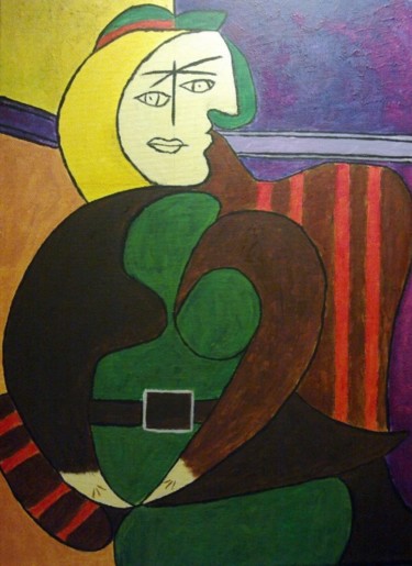 Peinture intitulée "Femme assise dans u…" par Gwen Audebert, Œuvre d'art originale, Acrylique