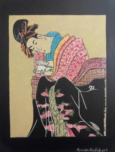 Ζωγραφική με τίτλο "Art asiatique" από Gwen Audebert, Αυθεντικά έργα τέχνης, Ακρυλικό