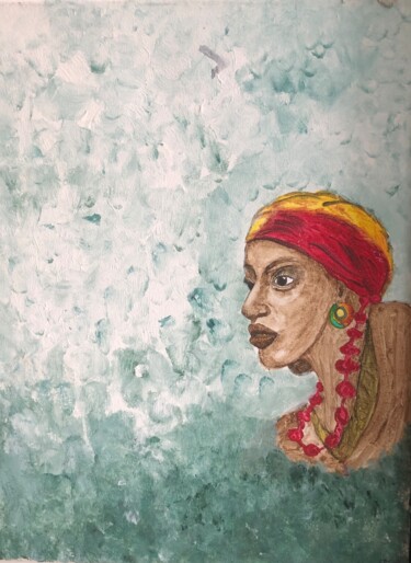 Painting titled "JOLIE DAME" by Aude Matias Da Costa, Original Artwork, Acrylic Mounted on Wood Stretcher frame