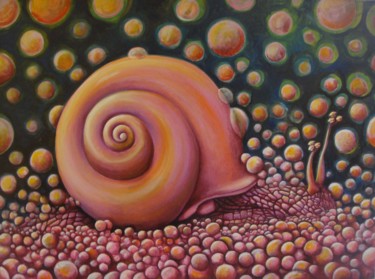 Peinture intitulée "L'escargot" par Audrey Brefort, Œuvre d'art originale