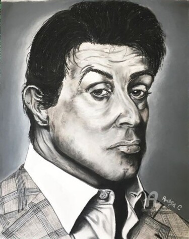 Картина под названием "Sylvester Stallone" - Mzelle Cecca Artwork, Подлинное произведение искусства, Пастель