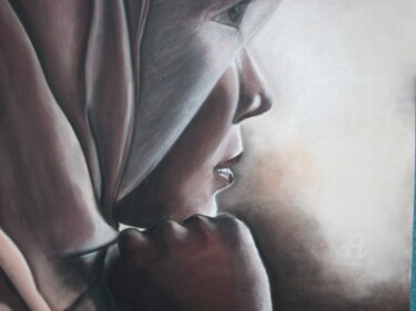 Dessin intitulée "Femme voilée" par Mzelle Cecca Artwork, Œuvre d'art originale, Pastel