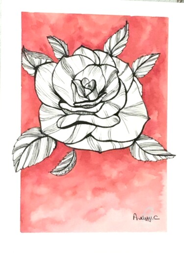 Dessin intitulée "Rose" par Mzelle Cecca Artwork, Œuvre d'art originale, Marqueur