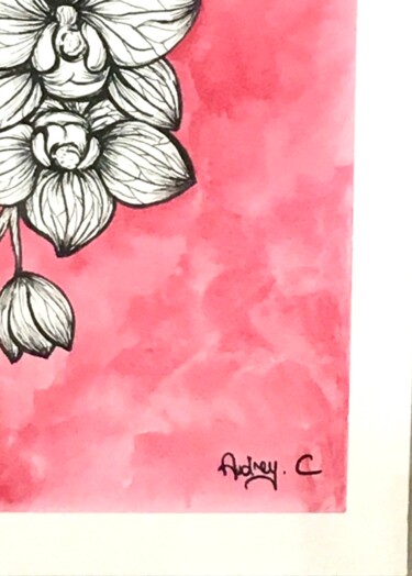 Drawing titled "Orchidées" by Mzelle Cecca Artwork, Original Artwork, Marker