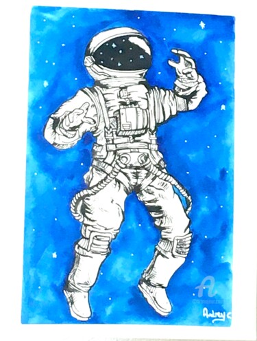 Drawing titled "Astronaute" by Mzelle Cecca Artwork, Original Artwork, Marker