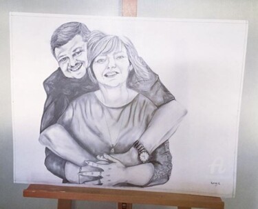 Dibujo titulada "Couple" por Mzelle Cecca Artwork, Obra de arte original, Lápiz