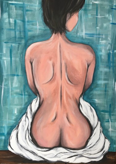 Painting titled "Femme de dos" by Mzelle Cecca Artwork, Original Artwork, Acrylic