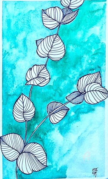 Zeichnungen mit dem Titel "Eucalyptus" von Mzelle Cecca Artwork, Original-Kunstwerk, Tinte