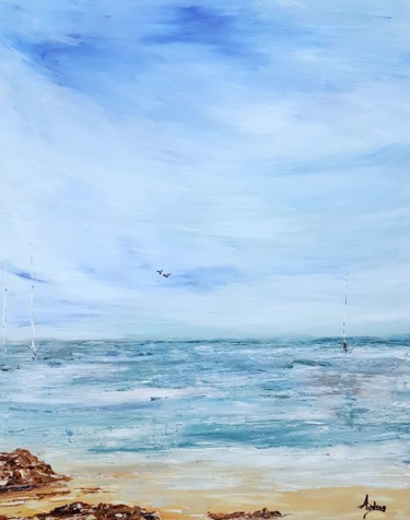 Tableau bleu océan Peinture intitulée "Tableau bleu océan" par Audrey Chal, Œuvre d'art originale, Acrylique
