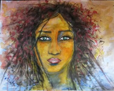 Zeichnungen mit dem Titel "Regarde plus loin q…" von Audrey Claire, Original-Kunstwerk, Aquarell