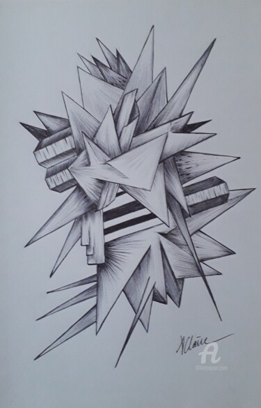 Drawing titled "Angular" by Audrey Claire, Original Artwork, Ballpoint pen