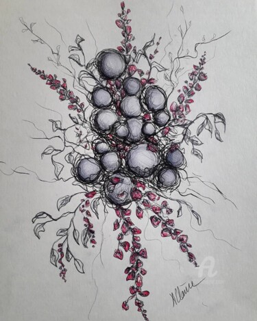 Drawing titled "Fleurie 1" by Audrey Claire, Original Artwork, Ballpoint pen