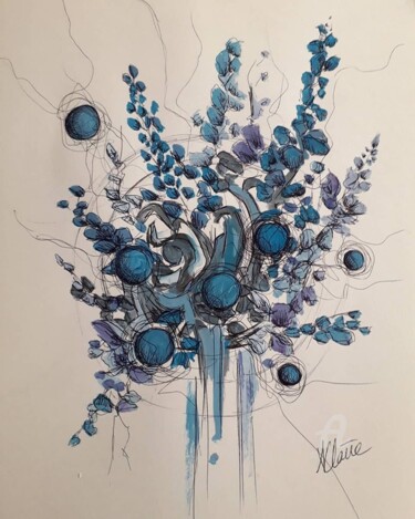 Drawing titled "Fleurie 3" by Audrey Claire, Original Artwork, Ballpoint pen