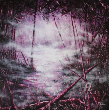 Painting titled "Brume latente" by Audrey Claire, Original Artwork, Acrylic Mounted on Wood Stretcher frame