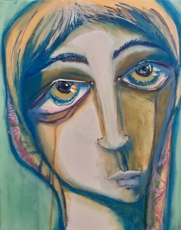 Malerei mit dem Titel "L'or des larmes" von Audrey Denis, Original-Kunstwerk, Acryl
