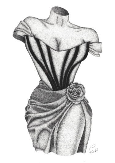 Desenho intitulada "Femme Statue" por Audrey Lafolie (Ondine), Obras de arte originais, Tinta