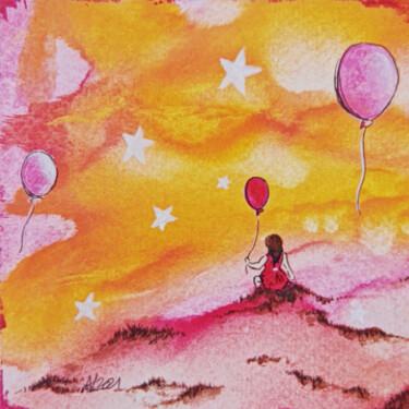 Картина под названием "Enfant au ballon (3)" - Audrey Lalande, Подлинное произведение искусства, Акрил