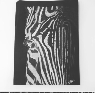 Schilderij getiteld "L’œil de zebre" door Audrey Letheux, Origineel Kunstwerk, Acryl