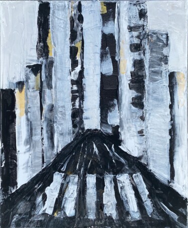 Pintura intitulada "La ville en noir et…" por Audrey Letheux, Obras de arte originais, Acrílico