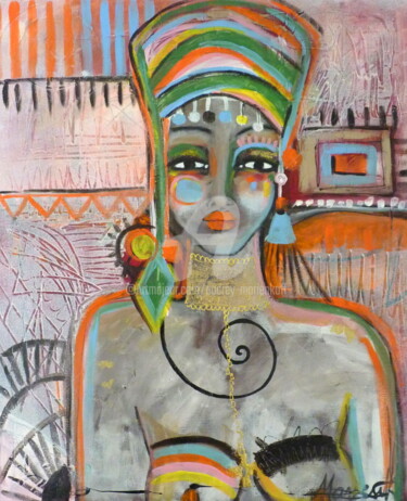 Painting titled "Ethnique Chic!!!" by Audrey Marienkoff, Original Artwork, Acrylic Mounted on Wood Stretcher frame