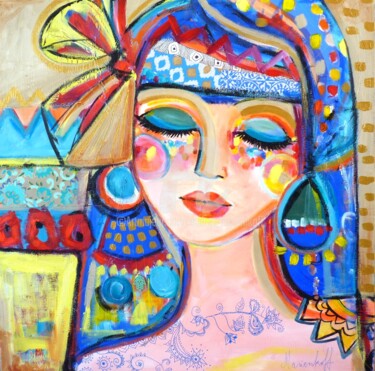 Painting titled "L'Orientale" by Audrey Marienkoff, Original Artwork, Acrylic Mounted on Wood Stretcher frame