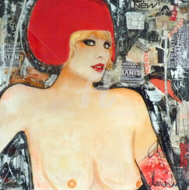 Pintura intitulada "Le casque rouge..." por Audrey Marienkoff, Obras de arte originais, Acrílico