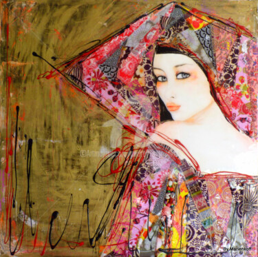Pintura intitulada "Geisha...Washi" por Audrey Marienkoff, Obras de arte originais, Acrílico