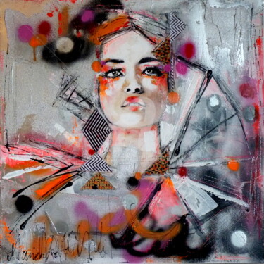 Painting titled "Lady Pop..." by Audrey Marienkoff, Original Artwork, Spray paint