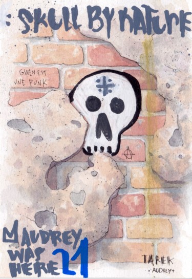 Desenho intitulada "Skull by Nature" por Audrey Rouvin, Obras de arte originais, Lápis