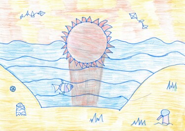 Dessin intitulée "coucher du soleil" par Audrey Segura, Œuvre d'art originale, Crayon
