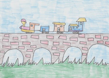 Dessin intitulée "Pont ferroviaire oc…" par Audrey Segura, Œuvre d'art originale, Crayon