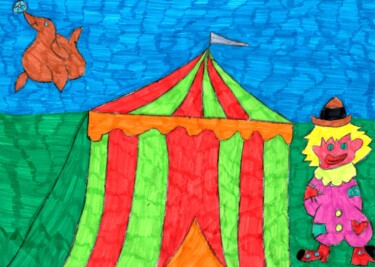Zeichnungen mit dem Titel "le cirque ambulant" von Audrey Segura, Original-Kunstwerk, Bleistift